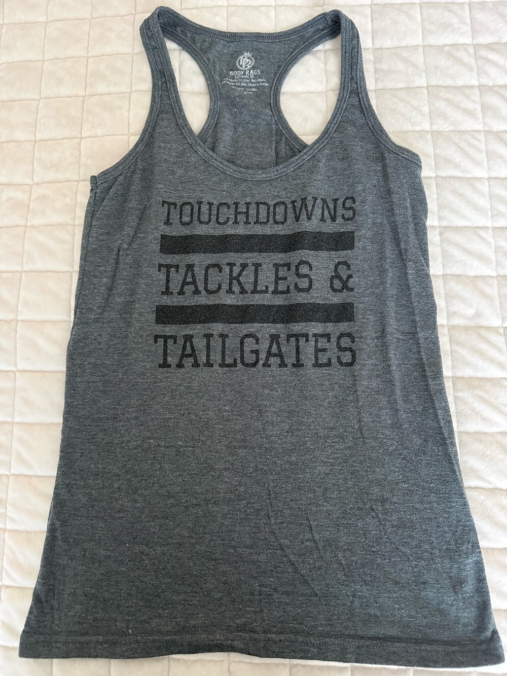 Touchdowns Tackles & Tailgates Gray Racerback Tank